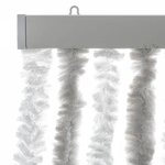vidaXL Rideau anti-mouches gris clair et blanc 100x200 cm chenille