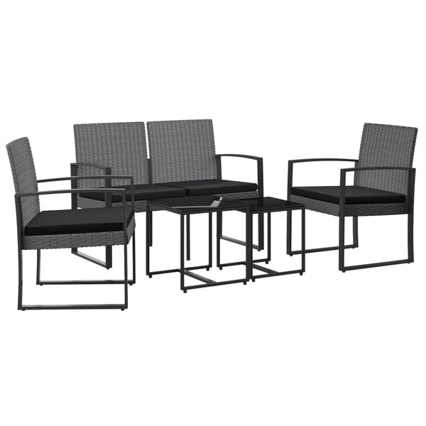 vidaXL Ensemble à manger de jardin coussins 5 Pièces gris foncé rotin PP