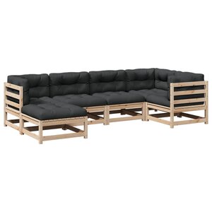 vidaXL Salon de jardin 6 Pièces avec coussins bois de pin massif
