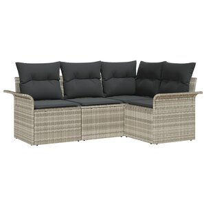 vidaXL Ensemble de 4 pièces de Canapé de Jardin avec Coussins Gris clair Poly Rattan