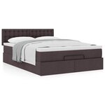 vidaXL Lit ottoman avec matelas marron foncé 140x190 cm tissu