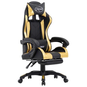 vidaXL Fauteuil de jeux vidéo avec repose-pied Doré et noir Similicuir