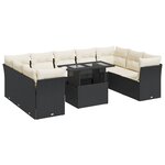 vidaXL Salon de jardin 10 Pièces avec coussins noir résine tressée