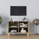 vidaXL Meuble TV avec pieds en bois massif Chêne sonoma 69 5x30x50 cm