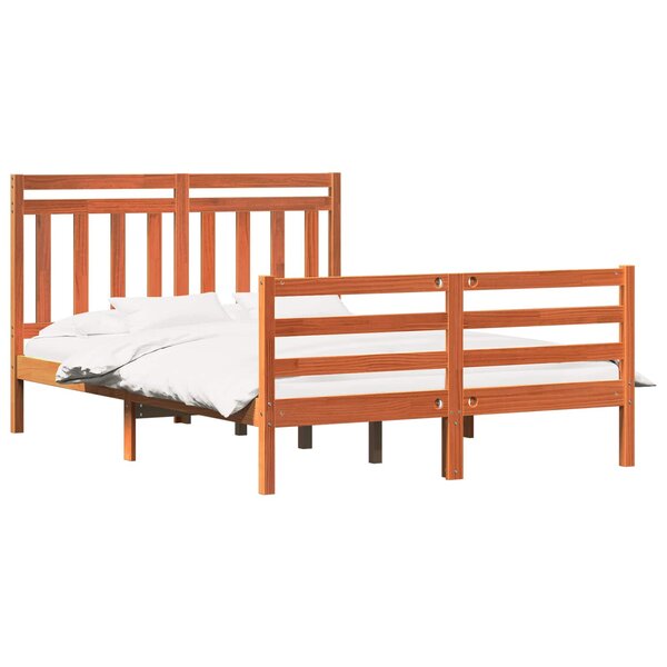 vidaXL Cadre de lit avec tête de lit Cire marron 160 x 200 cm