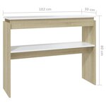 vidaXL Table console Blanc et chêne sonoma 102x30x80 cm Aggloméré