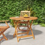vidaXL Table pliable de jardin Ø 90x75 cm Bois d'acacia solide