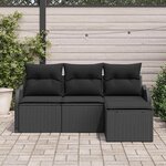 vidaXL Ensemble de canapé de jardin avec stockage 4 Pièces Noir polyrotin