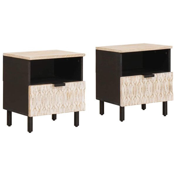 vidaXL Cabinet de chevet avec tiroir 2 Pièces Blanc 40 x 33 x 46 cm