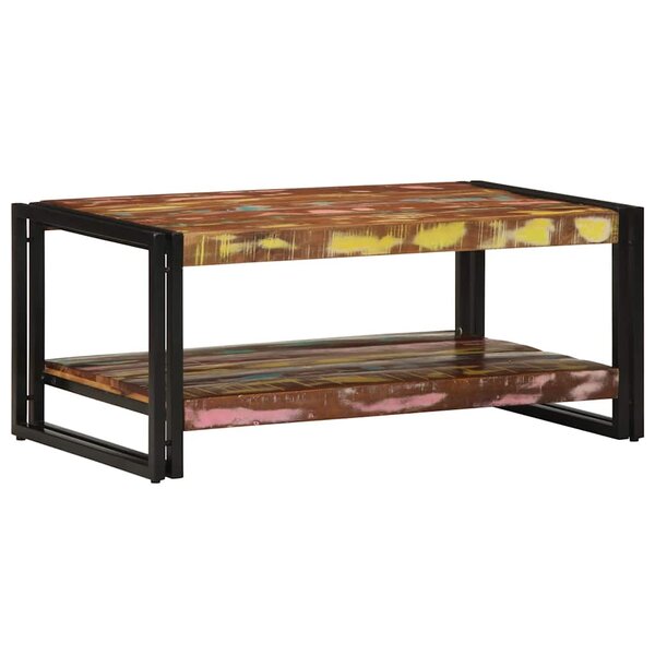 vidaXL Table basse multicolore 90x50x38 cm bois de récupération massif