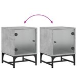 vidaXL Table de chevet avec porte en verre gris béton 35x37x50 cm