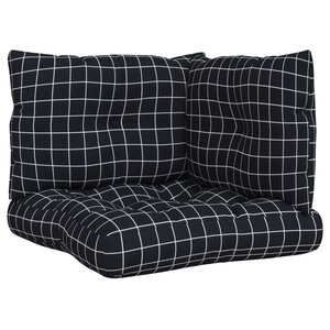 vidaXL Coussins de palette lot de 3 motif à carreaux noir tissu Oxford