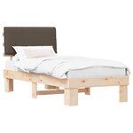 vidaXL Cadre de lit avec tête de lit rembourrée Taupe 90 x 190 cm
