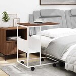 vidaXL Table d'appoint avec roues blanc 55x36x63 5cm bois d'ingénierie