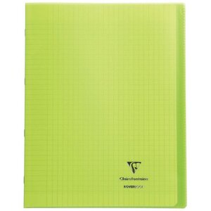 Cahier KOVERBOOK piqûre 96 pages seyès 90 g  couverture pp protège cahier rabat vert  24 x 32 cm CLAIREFONTAINE