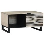 vidaXL Table basse Blanc  Noir 80 x 50 x 40 cm Bois de mangue massif