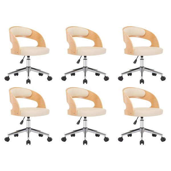 vidaXL Chaises pivotantes à manger lot de 6 bois courbé et similicuir