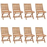 vidaXL Chaises pliables de jardin avec coussins lot de 8 Teck solide