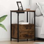 vidaXL Table de nuit avec station de chargement 2 Pièces Chêne fumé