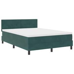 vidaXL Lit à ressort LED avec matelas Vert foncé 140 x 200 cm Velours