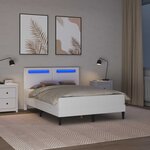 vidaXL Cadre de lit avec bandes LED Blanc 160 x 200 cm Simili cuir