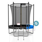 Trampoline de jardin classique 6ft ø185cm pack trampo avec matelas réversible bleu/noir  echelle  filet de sécurité