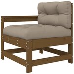 vidaXL Salon de jardin 4 Pièces avec coussins marron miel bois massif