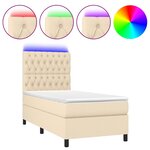 vidaXL Sommier à lattes de lit et matelas et LED Crème 80x200 cm Tissu