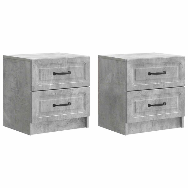vidaXL Cabinet de chevet 2 Pièces Gris béton 43 x 34 5 x 44 5 cm