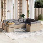 vidaXL Salon de jardin avec coussins 10 Pièces beige résine tressée