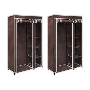 vidaXL Garde-robe en tissu 2 Pièces Marron