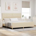 vidaXL Cadre de lit avec tête de lit Crème 200 x 200 cm tissu