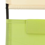 vidaXL Chaise longue double avec auvent textilène vert et crème