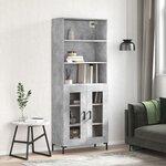 vidaXL Buffet haut Gris béton 69 5x34x180 cm Bois d'ingénierie