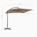 vidaXL Parasol en porte-à-faux avec poteau en acier 250x250 cm Taupe