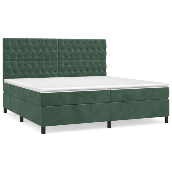 vidaXL Sommier à lattes de lit et matelas Vert foncé 200x200cm Velours