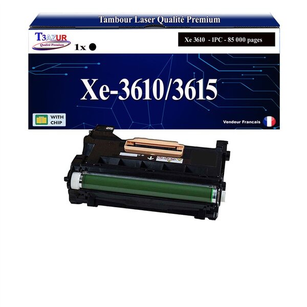 T3AZUR -Kit Tambour compatible avec Xerox Phaser 3610  3610Vdn / WorkCentre 3615  3615Vdn (106R02722/ 106R02731/ 106R02720) - Noir