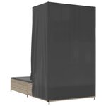 vidaXL Chaise longue double avec toit et rideaux gris clair poly rotin