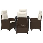 vidaXL Ensemble de salle à manger de jardin 5 pièces avec coussins marron en poly Rattan