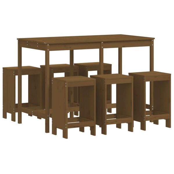 vidaXL Ensemble de bar de jardin 7 Pièces marron miel bois de pin massif