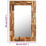 vidaXL Miroir mural Bois de récupération massif 60 x 90 cm