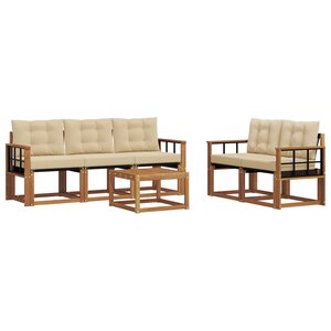 vidaXL Ensemble de canapés d'extérieur 6 Pièces Naturel et Beige