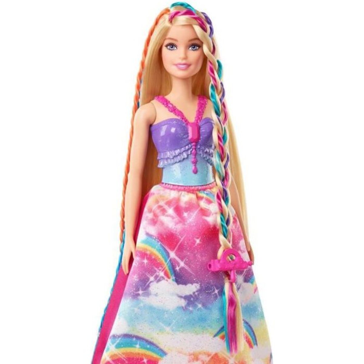 Barbie - poupée barbie princesse tresses magiques avec extensions