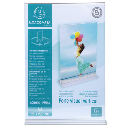 Porte-visuel Droit Vertical A4 - Cristal - X 20 - Exacompta