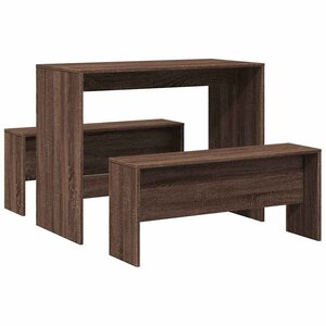 vidaXL Ensemble table à manger et bancs 3 Pièces bois d'ingénierie