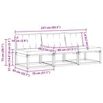 vidaXL Sofa de milieu extérieur Bois d'acacia massif et Textilène
