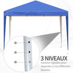 Tonnelle barnum de jardin pliant anti-UV + sac de transport acier Oxford 3 x 3 x 2 55 m bleu