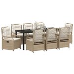 vidaXL Ensemble de salle à manger pour jardin 9 Pièces Beige polyrotin