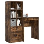 vidaXL Bureau avec tiroir avec étagère avec stockage 2 Pièces Chêne fumé