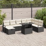 Ensemble de canapé de jardin 9 pièces vidaXL avec coussins Noir Rotin Poly
